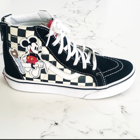 Vans Other - VANS‎ X Disney Mackey SK8-Hi Checkerboard Sneakers Shoes Size 2.5 Kids NEW